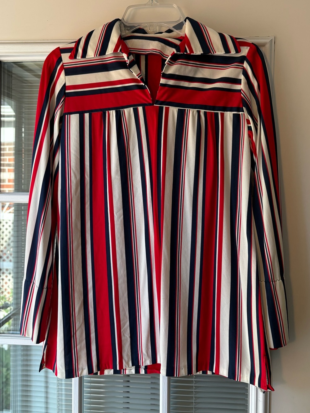 Vintage Striped Red, White & Blue Long-Sleeve Top